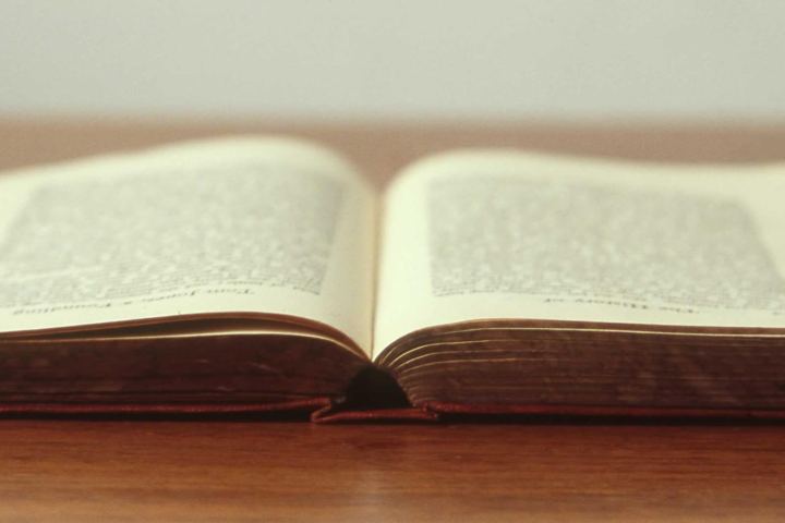 An open book on a table
